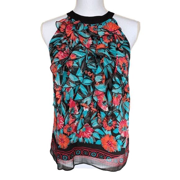 Eci New York Women's Top Size 2 Multicolor Ruffle Front Halter Multicolor - Picture 1 of 12